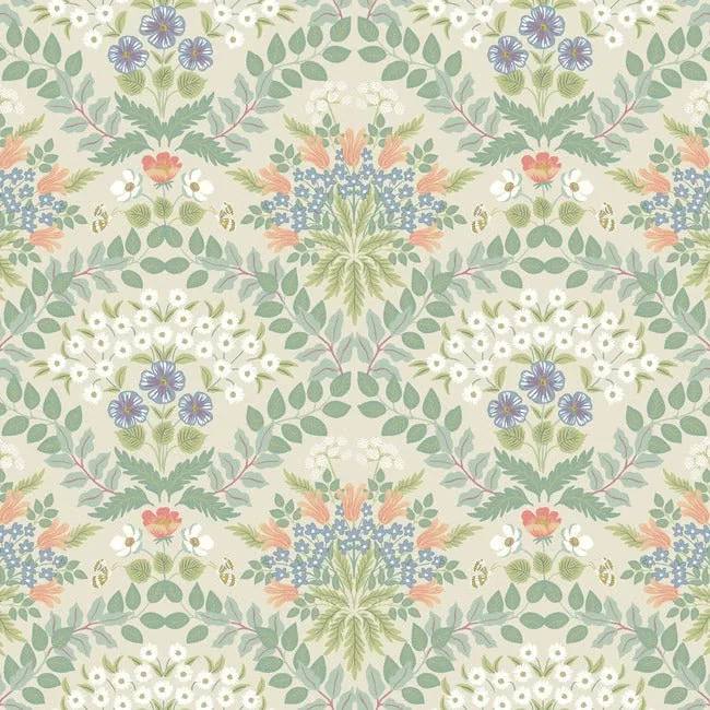 York Wallcoverings Bramble Beige & Green Wallpaper - SKU RP7321