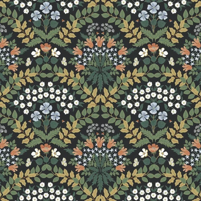 RP7318 | Bramble Black & Green Wallpaper