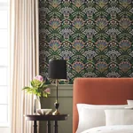York Wallcoverings Bramble Black & Green Wallpaper - SKU RP7318