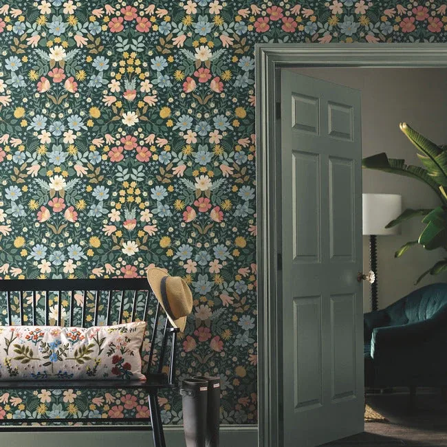 York Wallcoverings Bramble Garden Emerald Peel & Stick Wallpaper | Wallpaper Twins York Wallcoverings Bramble Garden Emerald Peel & Stick Wallpaper - SKU PSW1477RL