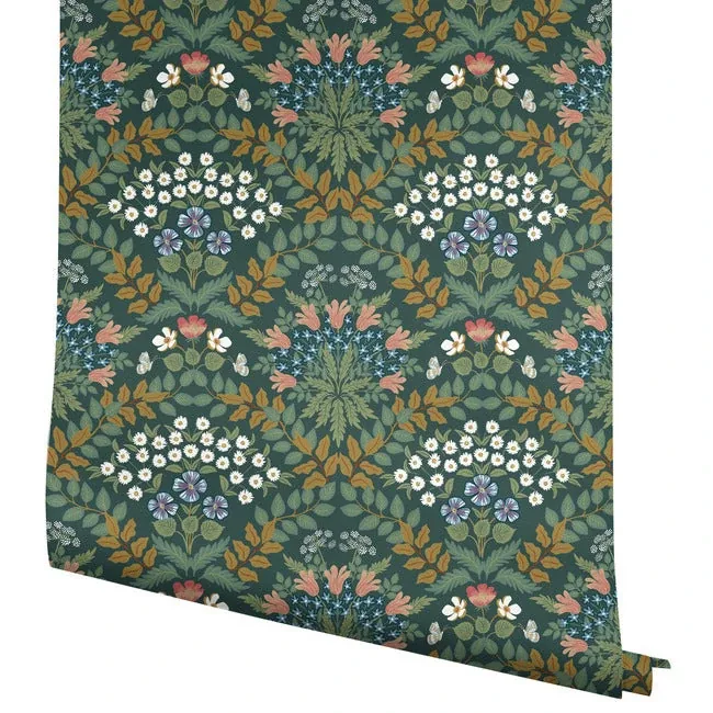 York Wallcoverings Bramble Green & Gold Wallpaper - SKU RP7322