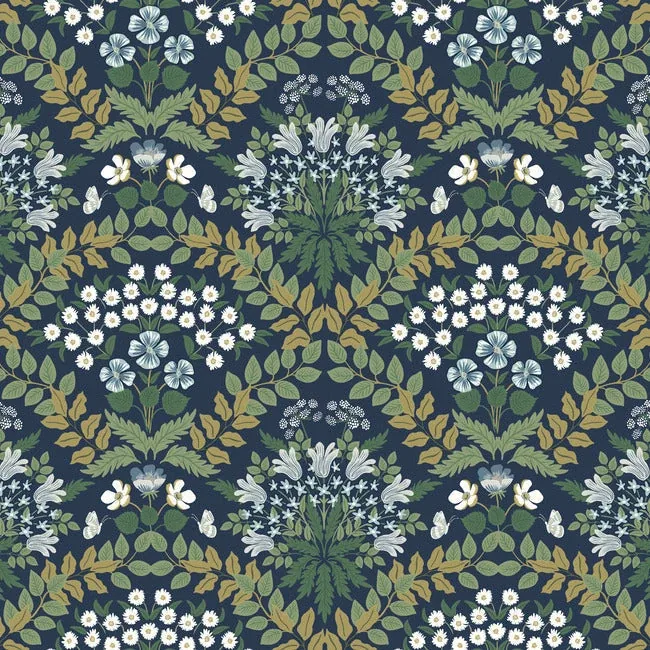 RP7324 | Bramble Navy & Green Wallpaper