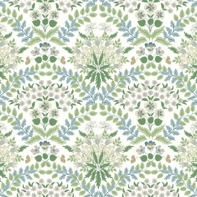 RP7323 | Bramble White & Blue Wallpaper