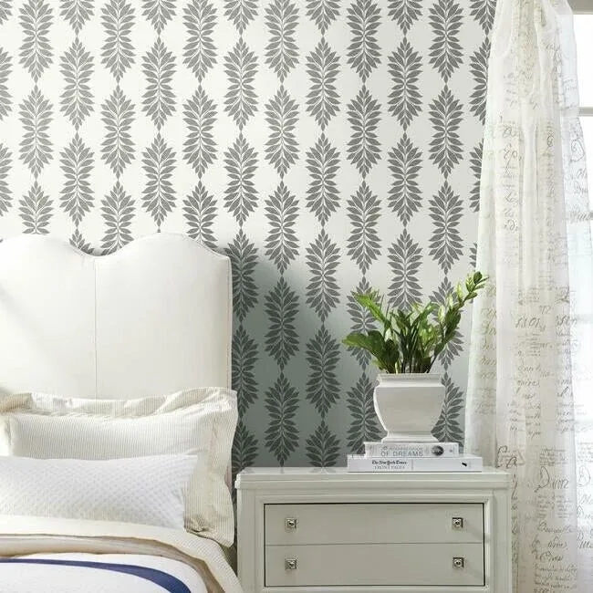 York Wallcoverings Broadsands Botanica Grey & Off White Wallpaper - SKU CV4427