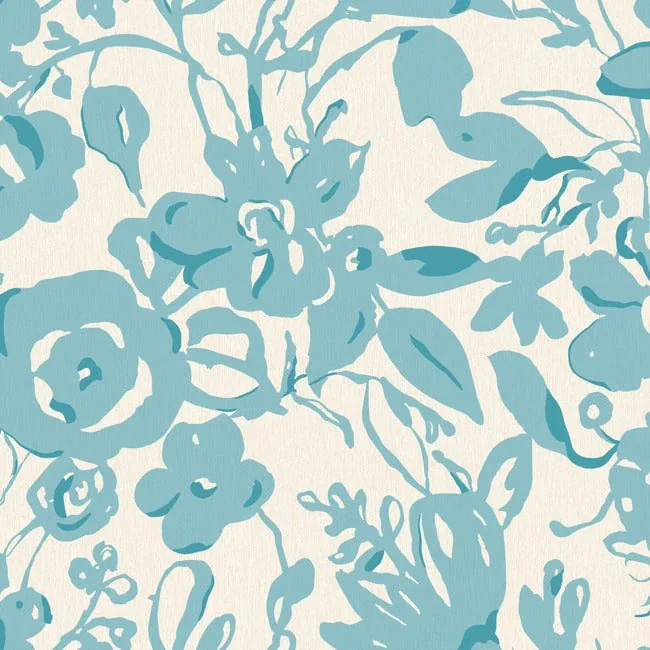 York Wallcoverings Brushstroke Floral Aqua Wallpaper - SKU BL1736
