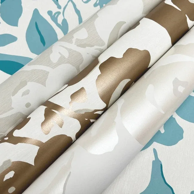 York Wallcoverings Brushstroke Floral Aqua Wallpaper - SKU BL1736