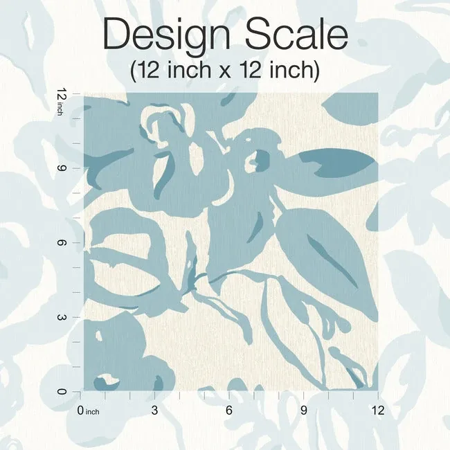York Wallcoverings Brushstroke Floral Aqua Wallpaper - SKU BL1736