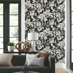 York Wallcoverings Brushstroke Floral Black Wallpaper - SKU BL1733