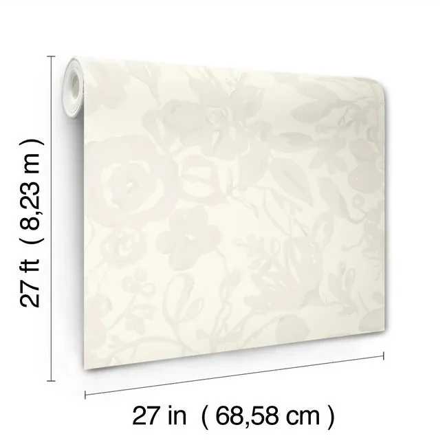 York Wallcoverings Brushstroke Floral Pearl Wallpaper - SKU BL1734