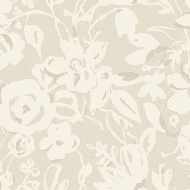 BL1735 | Brushstroke Floral Taupe Wallpaper