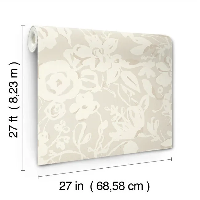 York Wallcoverings Brushstroke Floral Taupe Wallpaper - SKU BL1735