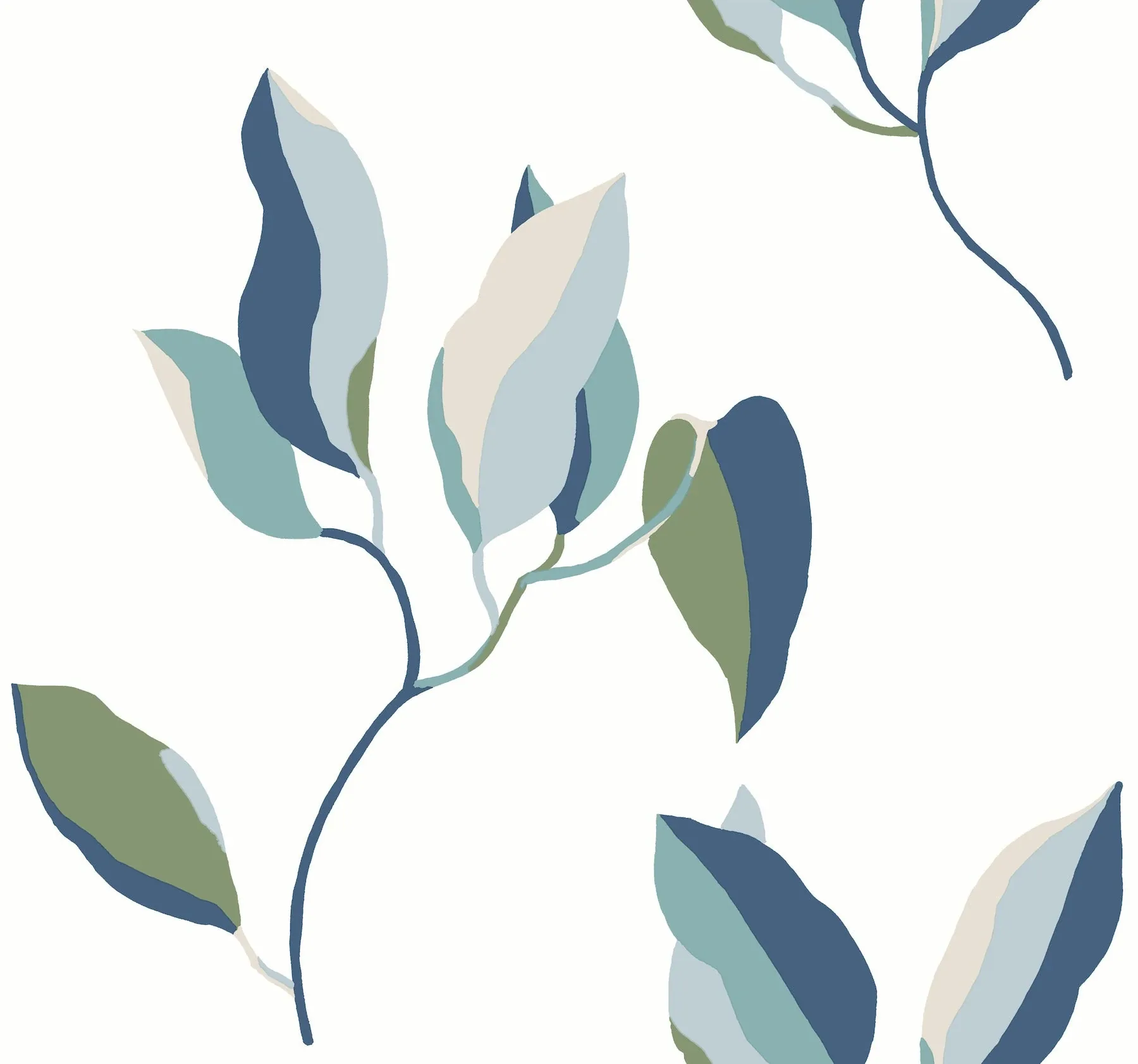 York Wallcoverings Brushwork Branches Alpine & Cobalt Wallpaper - SKU ZM2871
