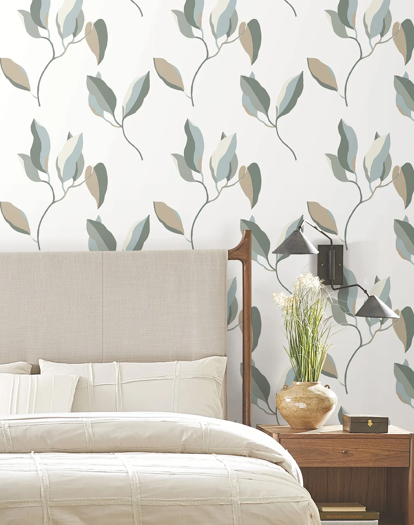 York Wallcoverings Brushwork Branches Mineral & Olive Wallpaper - SKU ZM2873