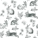York Wallcoverings Bunny Toile Black & White Wallpaper - SKU AT4263
