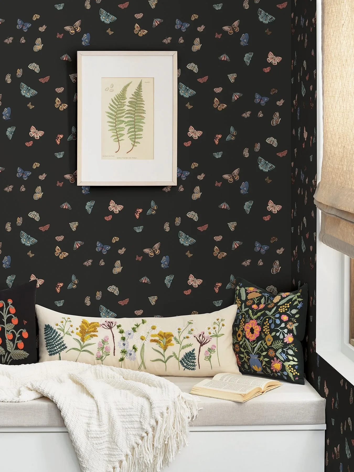 York Wallcoverings Butterfly House Black Wallpaper - SKU RF7413
