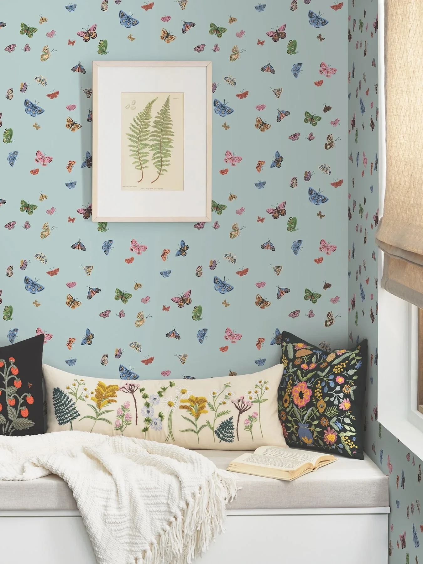 York Wallcoverings Butterfly House Light Blue Peel & Stick Wallpaper - SKU PSW1650RL