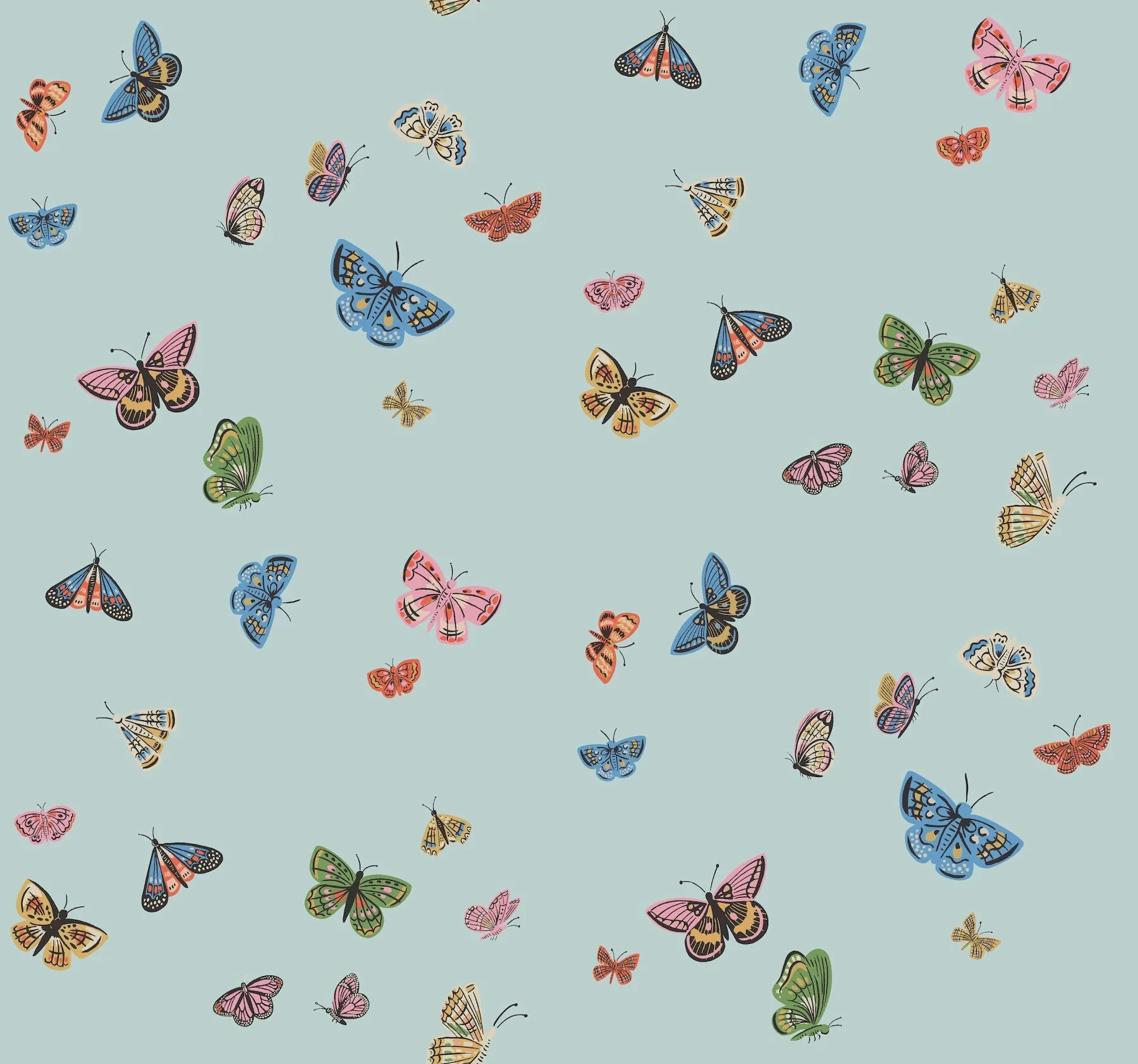 RF7414 | Butterfly House Light Blue Wallpaper
