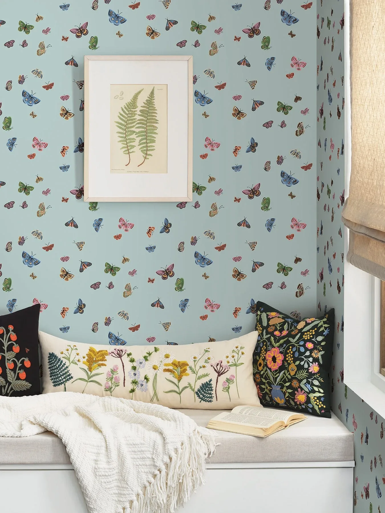 York Wallcoverings Butterfly House Light Blue Wallpaper - SKU RF7414