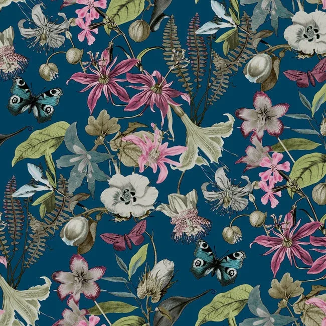 BL1723 | Butterfly House Navy Wallpaper
