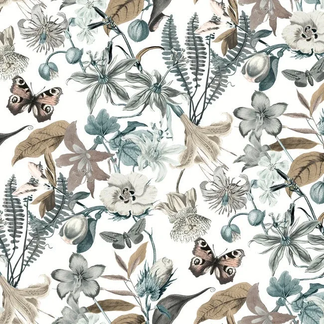 BL1722 | Butterfly House White & Blue Wallpaper