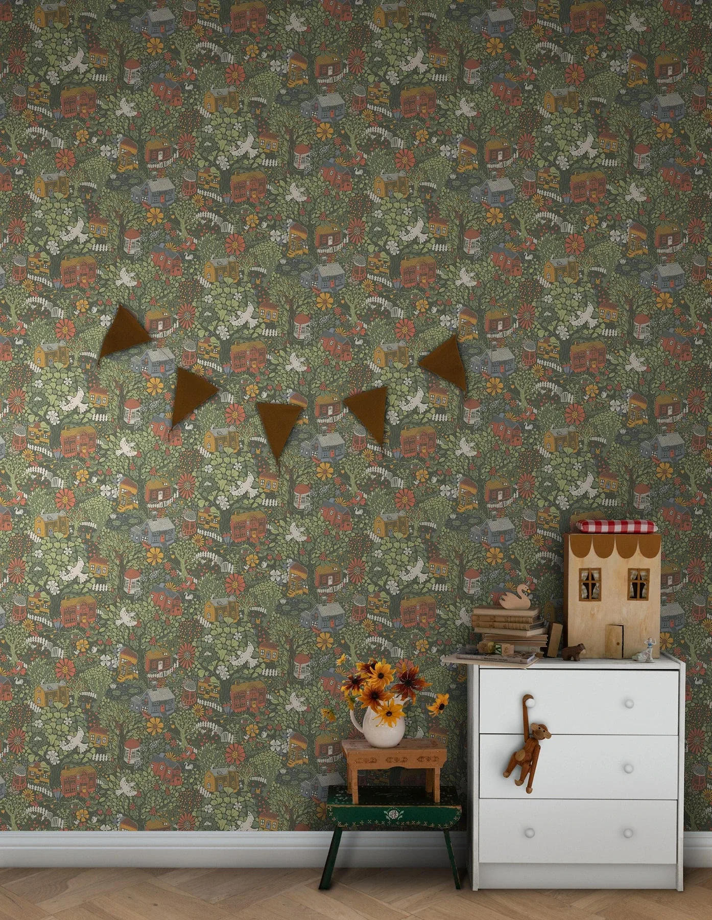 York Wallcoverings Bygga Bo Dark Green Wallpaper - SKU MB63003