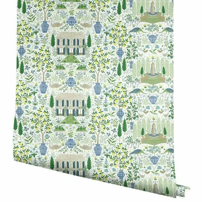 York Wallcoverings Camont Blue & Green Wallpaper - SKU RI5109