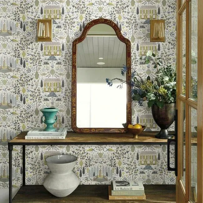 York Wallcoverings Camont Linen & Gold Wallpaper - SKU RI5107