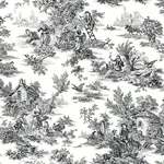 York Wallcoverings Campagne Toile Black & White Wallpaper - SKU AT4228