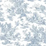 York Wallcoverings Campagne Toile Blue & White Wallpaper - SKU AT4229