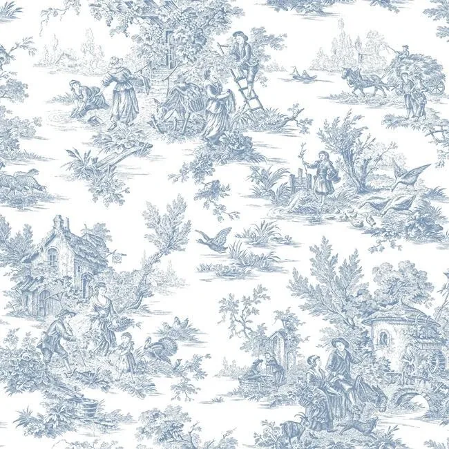 AT4229 | Campagne Toile Blue & White Wallpaper