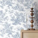 York Wallcoverings Campagne Toile Blue & White Wallpaper - SKU AT4229