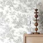 York Wallcoverings Campagne Toile Grey Wallpaper - SKU RT7940