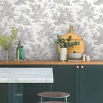 York Wallcoverings Campagne Toile Grey Wallpaper - SKU RT7940