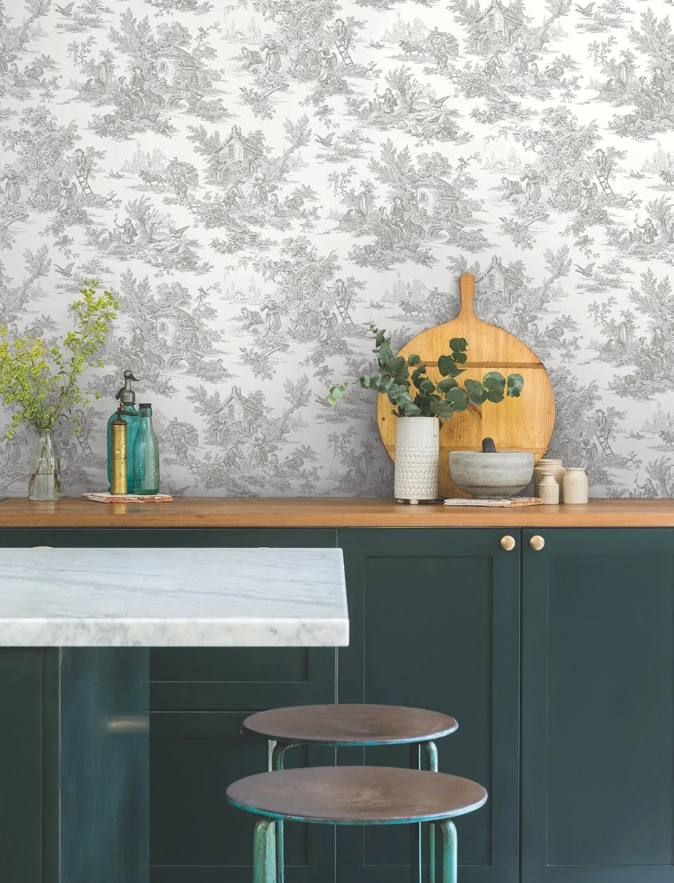 York Wallcoverings Campagne Toile Grey Wallpaper - SKU RT7940