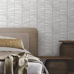 York Wallcoverings Cascade Palm Chevron Onyx Wallpaper | Wallpaper Twins York Wallcoverings Cascade Palm Chevron Onyx Wallpaper - SKU MT5673