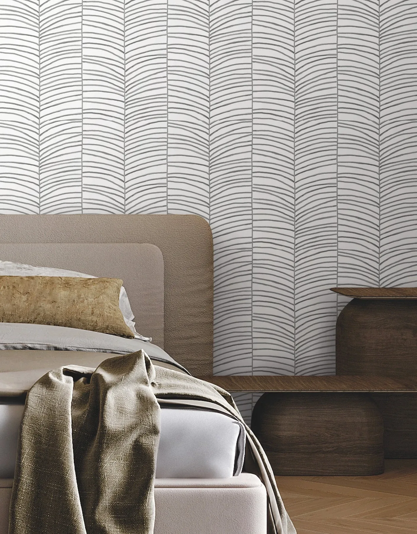 York Wallcoverings Cascade Palm Chevron Onyx Wallpaper | Wallpaper Twins York Wallcoverings Cascade Palm Chevron Onyx Wallpaper - SKU MT5673