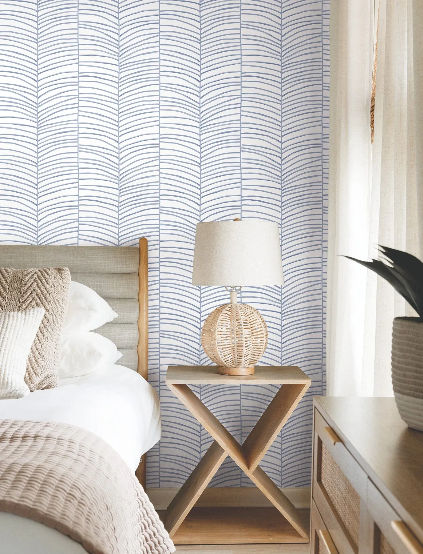 York Wallcoverings Cascade Palm Chevron Sea Wallpaper | Wallpaper Twins York Wallcoverings Cascade Palm Chevron Sea Wallpaper - SKU MT5672