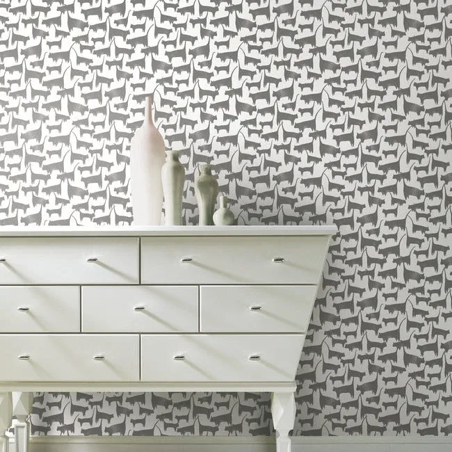 York Wallcoverings Cat Tails Black Peel & Stick Wallpaper | Wallpaper Twins York Wallcoverings Cat Tails Black Peel & Stick Wallpaper - SKU PSW1340RL