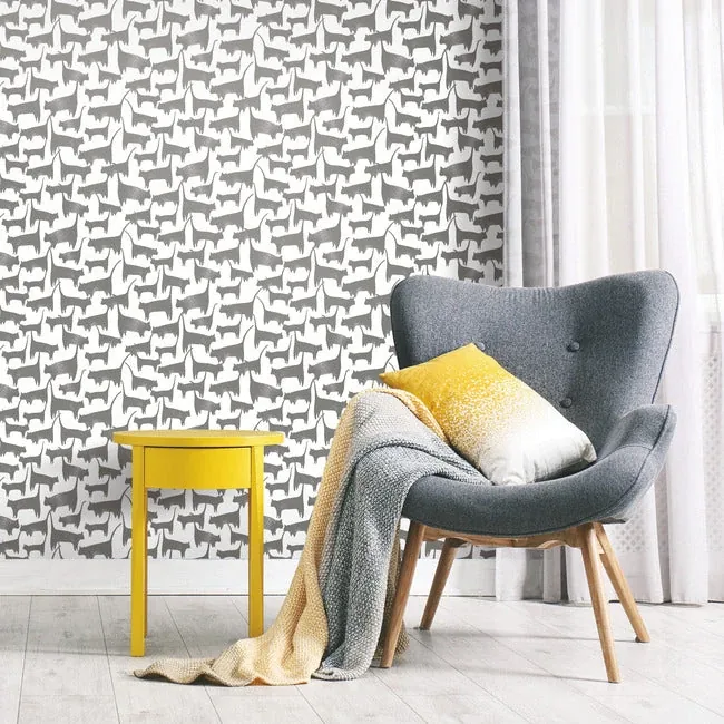 York Wallcoverings Cat Tails Black Peel & Stick Wallpaper | Wallpaper Twins York Wallcoverings Cat Tails Black Peel & Stick Wallpaper - SKU PSW1340RL