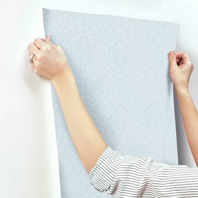 York Wallcoverings Cathedral Damask Blue Wallpaper | Wallpaper Twins York Wallcoverings Cathedral Damask Blue Wallpaper - SKU DM5033