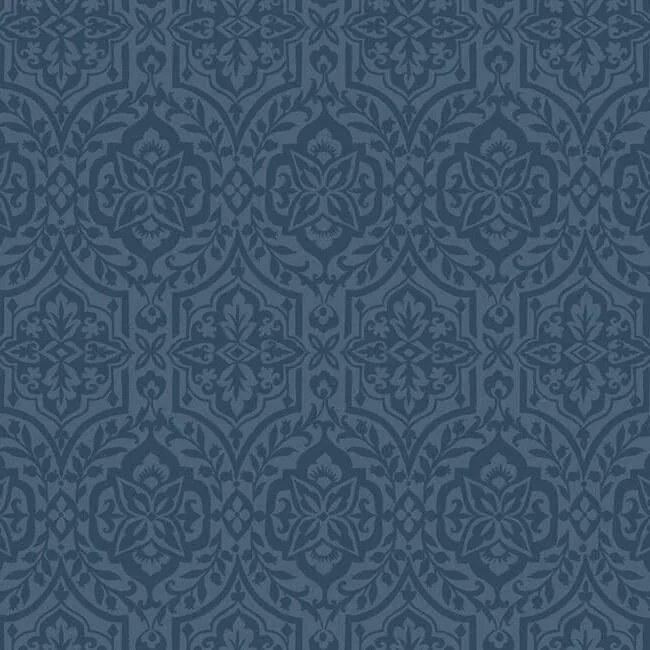 DM5037 | Cathedral Damask Blue Wallpaper