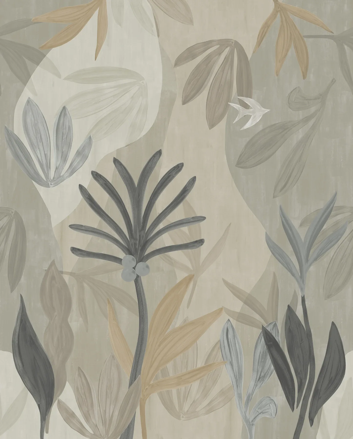 ZM2848M | Chambord Gardens Graphite & Carbon Wall Mural