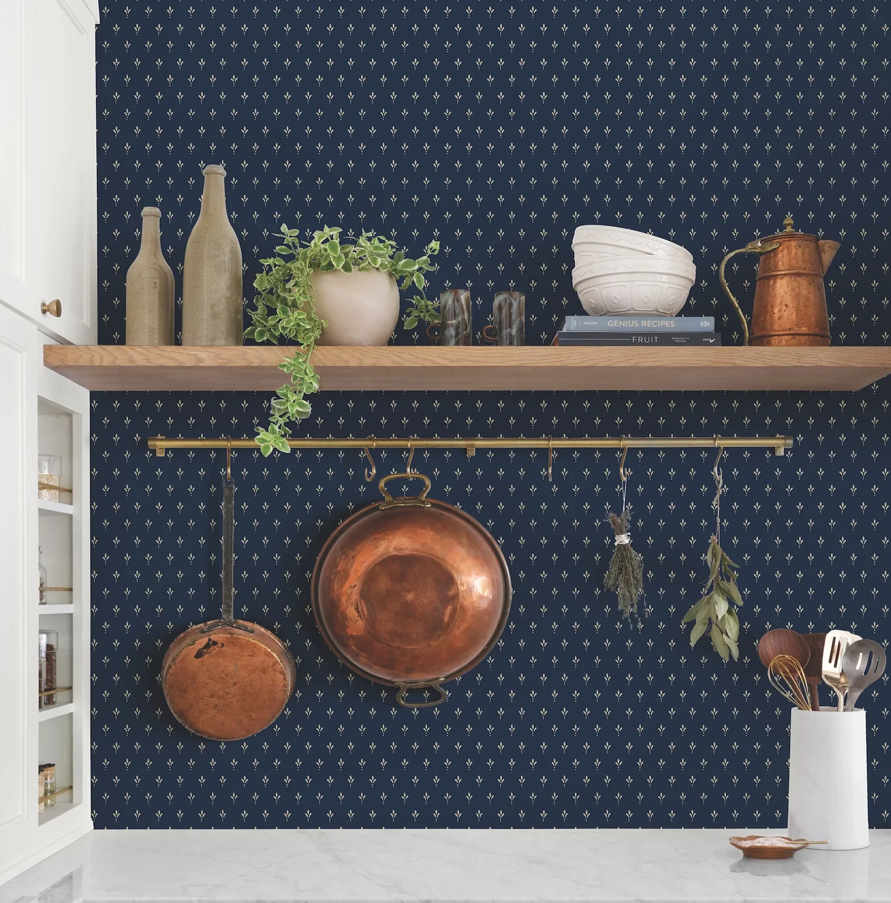 York Wallcoverings Charm Navy Wallpaper - SKU MF4776