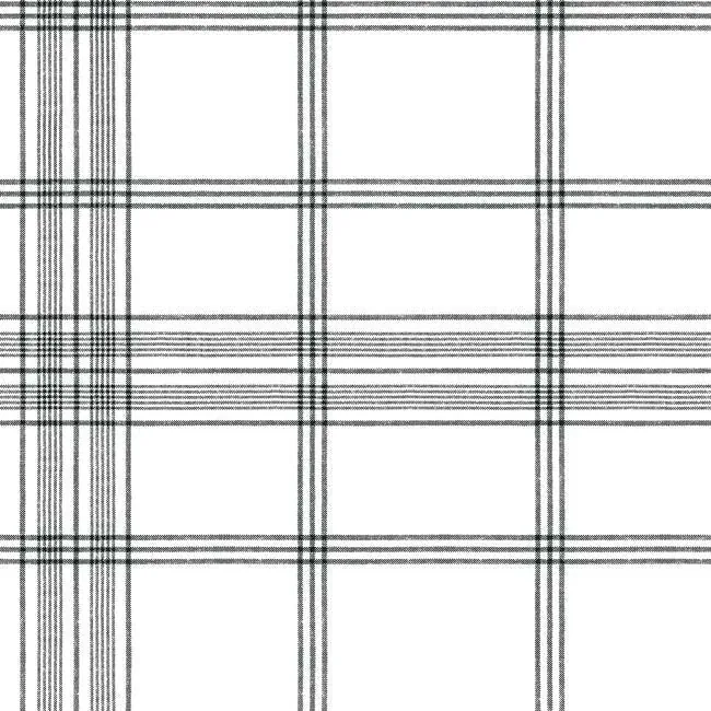 York Wallcoverings Charter Plaid Black Wallpaper - SKU CV4464