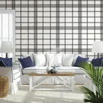 York Wallcoverings Charter Plaid Black Wallpaper - SKU CV4464
