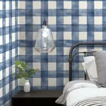 York Wallcoverings Checkmate Watercolor Plaid Blue Peel & Stick Wallpaper - SKU PSW1078RL