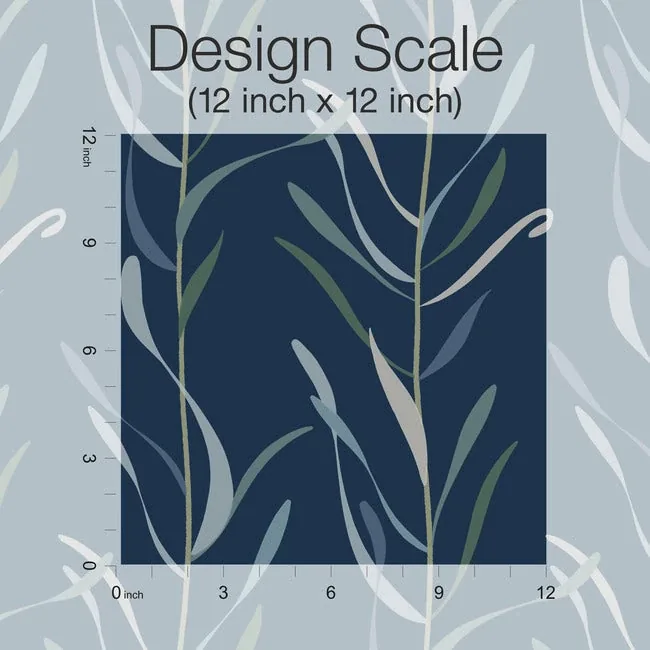 York Wallcoverings Chloe Vine Indigo Wallpaper - SKU GO8324