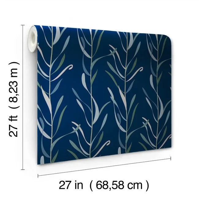 York Wallcoverings Chloe Vine Indigo Wallpaper - SKU GO8324