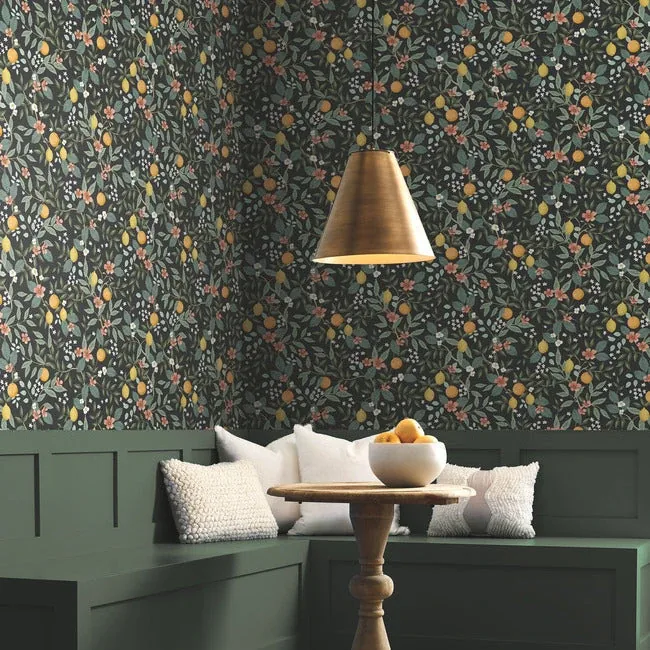 York Wallcoverings Citrus Grove Black Peel & Stick Wallpaper - SKU PSW1482RL