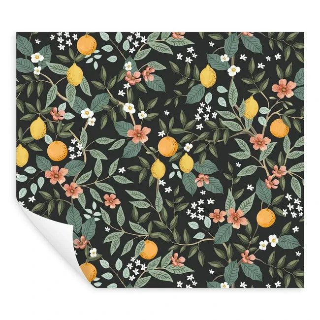 York Wallcoverings Citrus Grove Black Peel & Stick Wallpaper - SKU PSW1482RL
